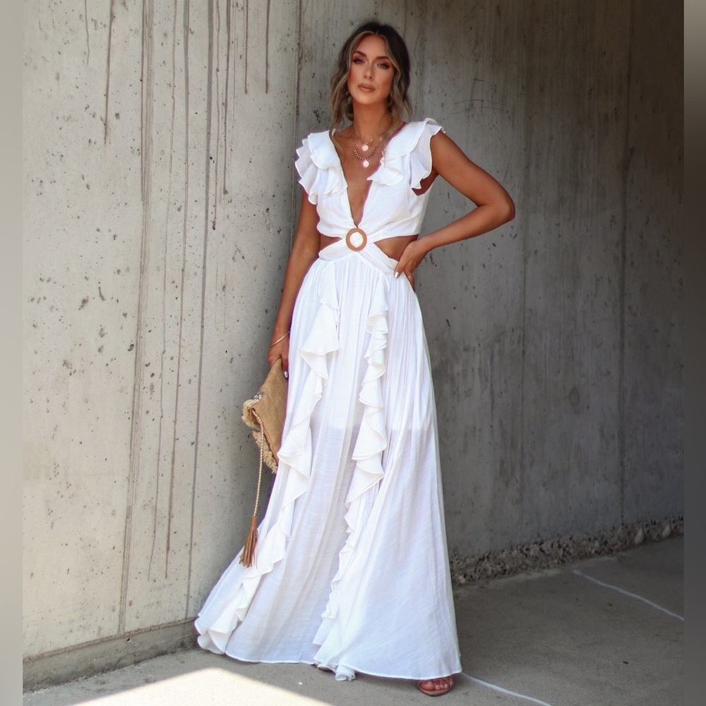 Vici Soleil Cutout Ruffle Maxi Dress